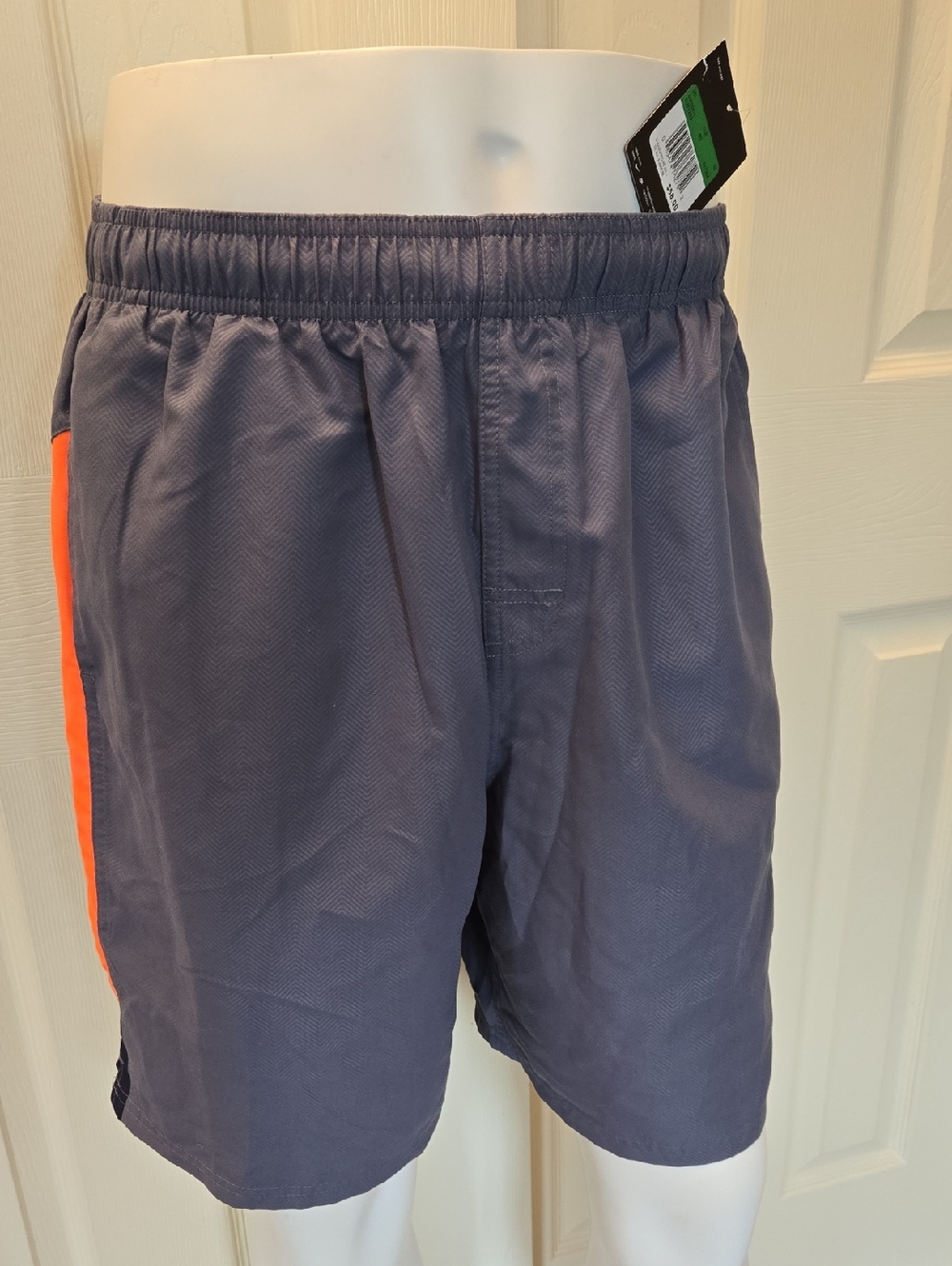 Nike Men's Gray Athletic Shorts/Swim Trunks with Orange Side Stripe